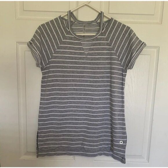 Calvin Klein Performance Tops - Calvin Klein Performance Women’s Small Tunic Top Gray White Stripe Short Sleeve